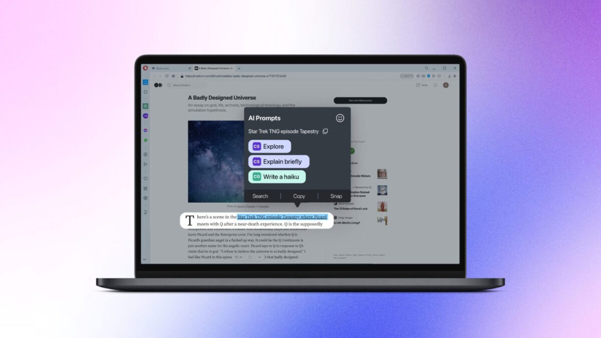 Opera tarayıcısına ChatGPT özelliği geldi